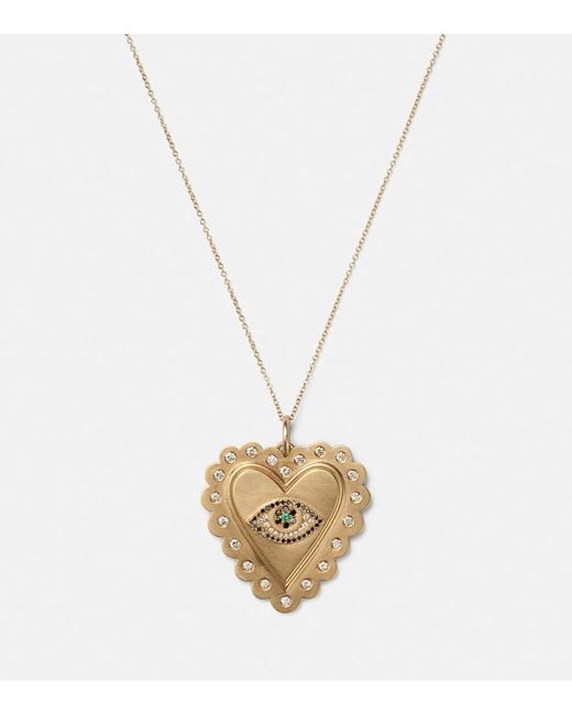 Ileana Makri Metallic 18Kt Necklace With Diamonds And Tsavorites