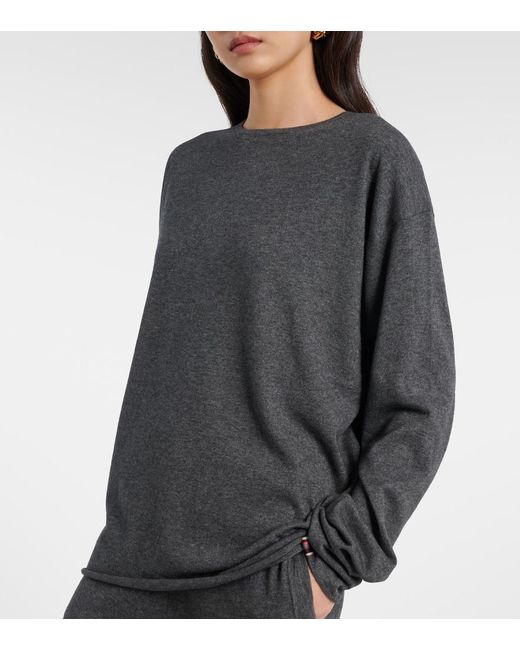 Extreme Cashmere Gray N°347 Aries Cotton And Cashmere Top