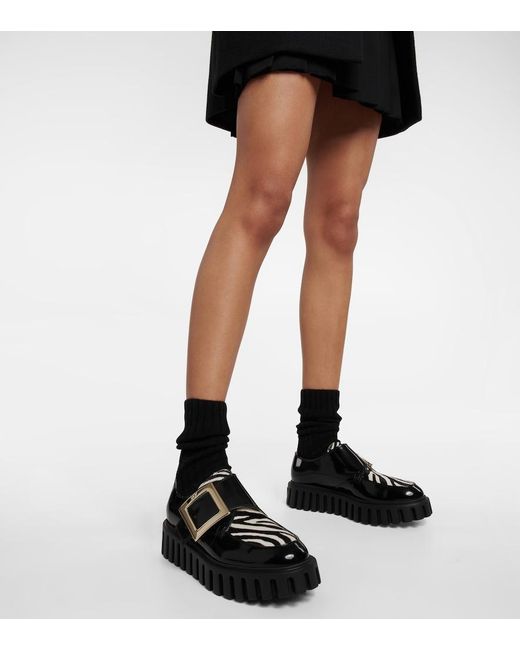 Roger Vivier Black Viv' Go-thick Patent Leather Platform Loafers