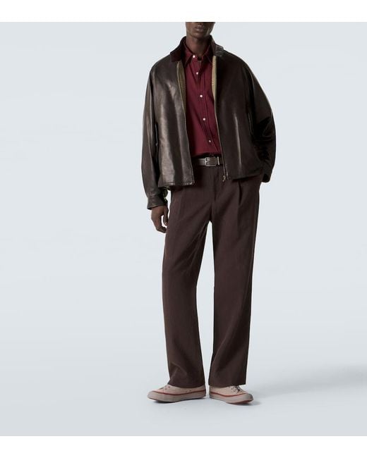 A.PRESSE Purple Cotton Twill Shirt for men