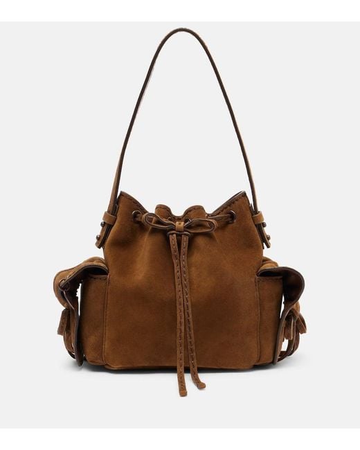 Acne Brown Multipocket Mini Suede Bucket Bag