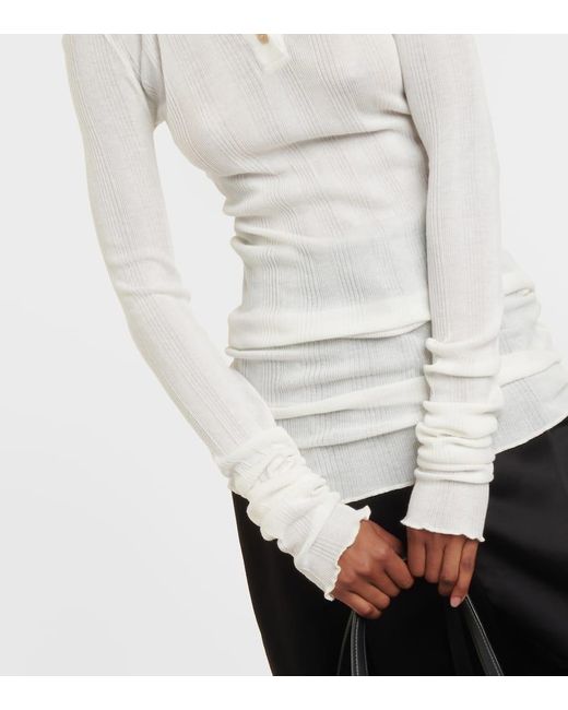 Khaite White Byron Cotton-Blend Jersey Top