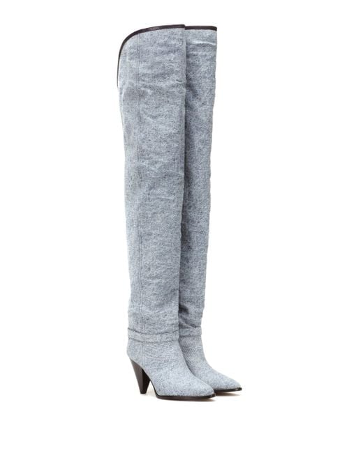 Isabel Marant Blue Learon Denim Over-the-knee Boots