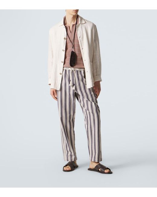 Orlebar Brown White Sonoran Striped Cotton Straight Pants for men