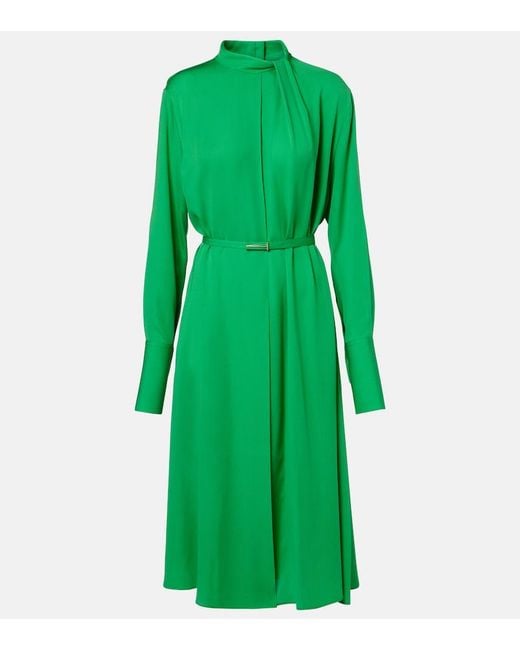 Tom Ford Green Belted Silk Midi Dress