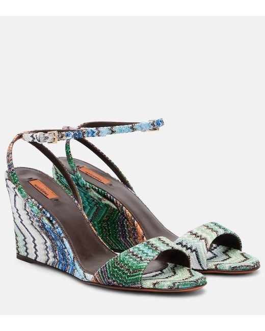 Missoni Green Julia Zigzag Lame Wedges