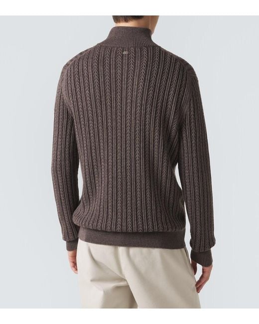 Agnona Gray Cashmere, Wool, And Silk Half-Zip Sweater for men