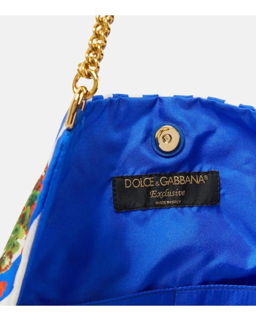 Borsa a spalla Portofino con stampa di Dolce & Gabbana in Blue