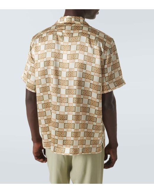 Frescobol Carioca Bedrucktes Hemd Roberto aus Seide in Metallic für Herren