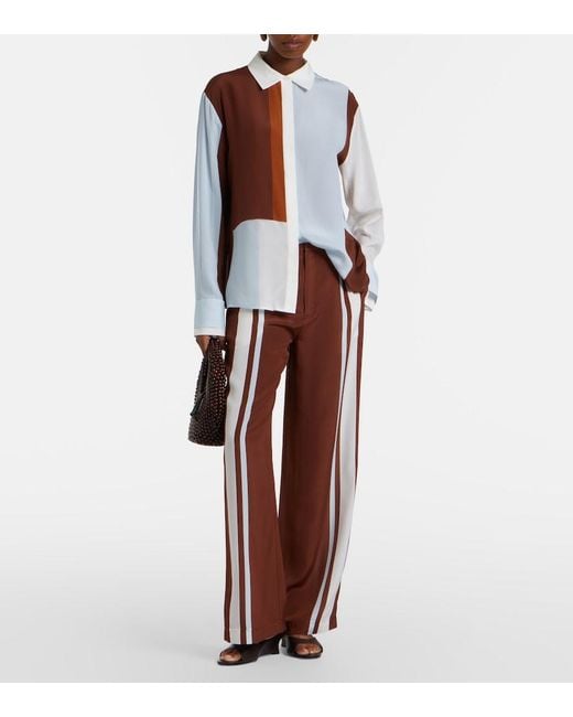 Sir Brown Marais Colorblocked Silk Shirt