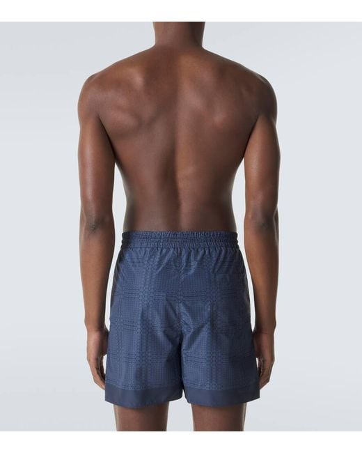 Gucci Blue Interlocking G Poplin Swim Trunks for men
