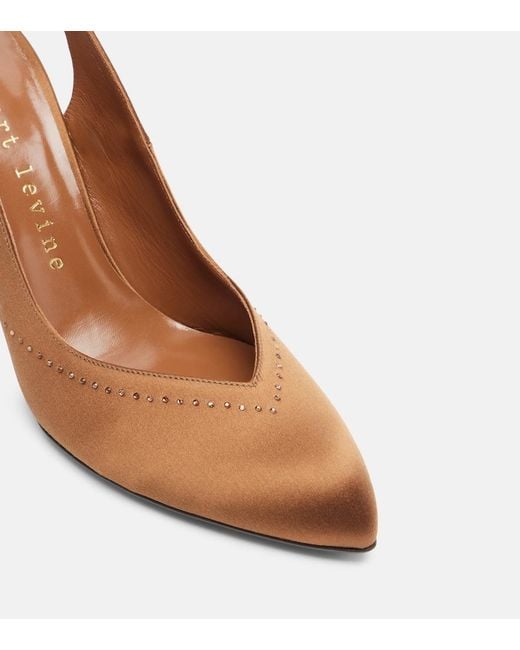Herbert Levine Brown Star Dust 95 Embellished Satin Slingback Pumps