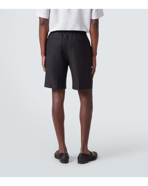 Bermudas De Lino Brioni de hombre de color Black