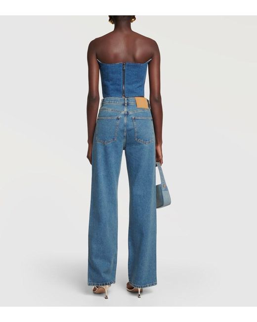 GIUSEPPE DI MORABITO Blue Denim Bustier Top
