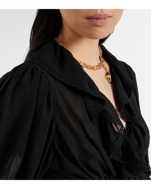 Chloé Black Ruffled Silk Blouse