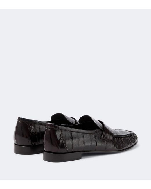The Row Black Soft Eel Leather Loafers for men