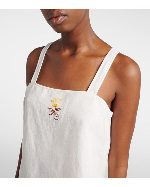 Prada White Embroidered Linen Minidress
