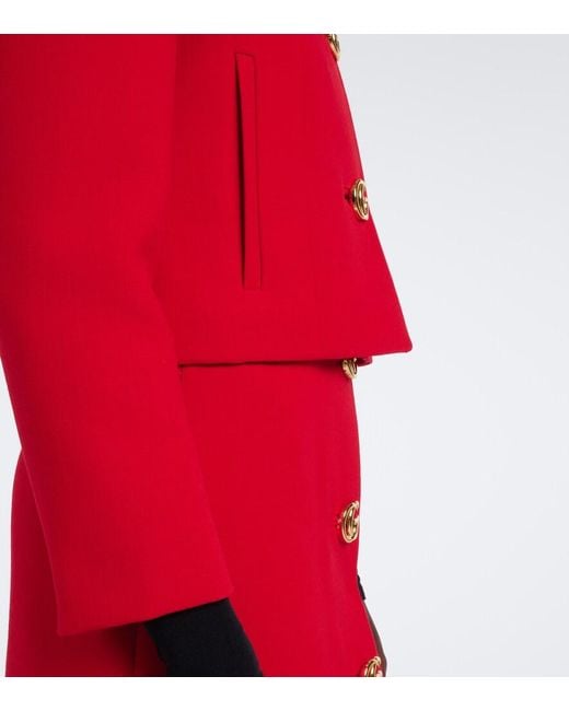 Gucci Red Double G Cropped Wool Crepe Jacket