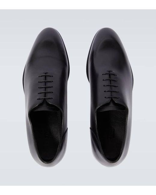 Zegna Black Vienna Leather Oxford Shoes for men