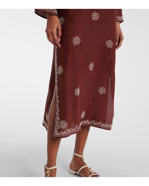Juliet Dunn Floral Embroidered Silk Tunic