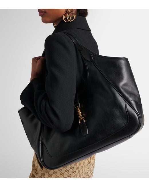 Gucci Black Mercato Medium Leather Tote Bag
