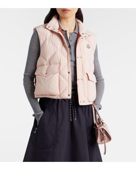 Moncler Pink Biois Quilted Down Vest