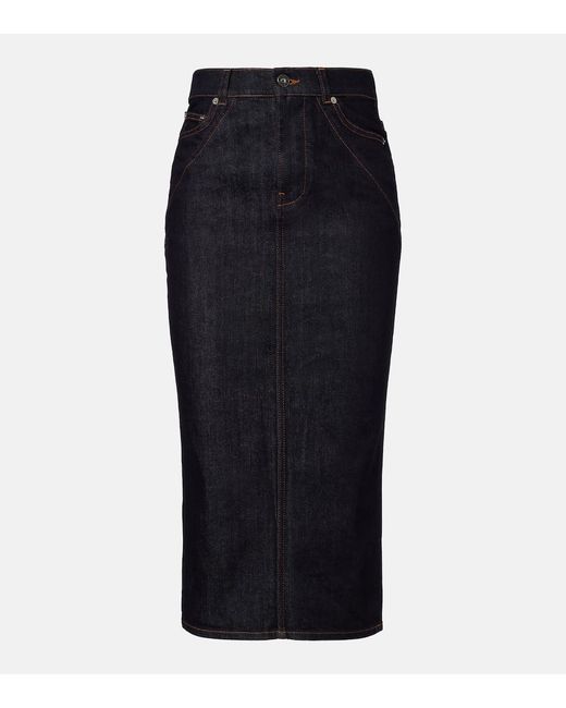 Givenchy Black Denim Midi Skirt