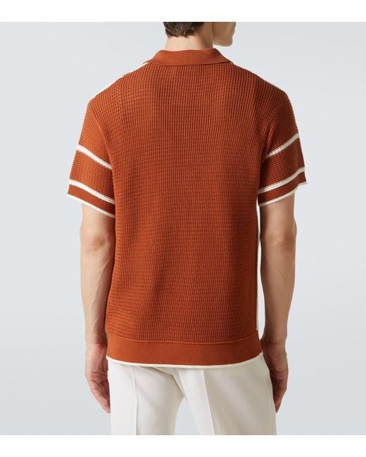 Frescobol Carioca Red Fabricio Crochet Cotton Shirt for men