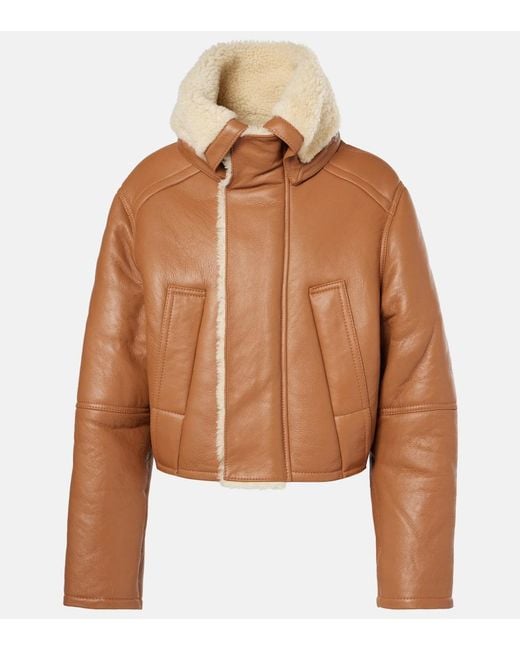 Chaqueta De Piel Con Forro De Borrego Victoria Beckham de color Brown