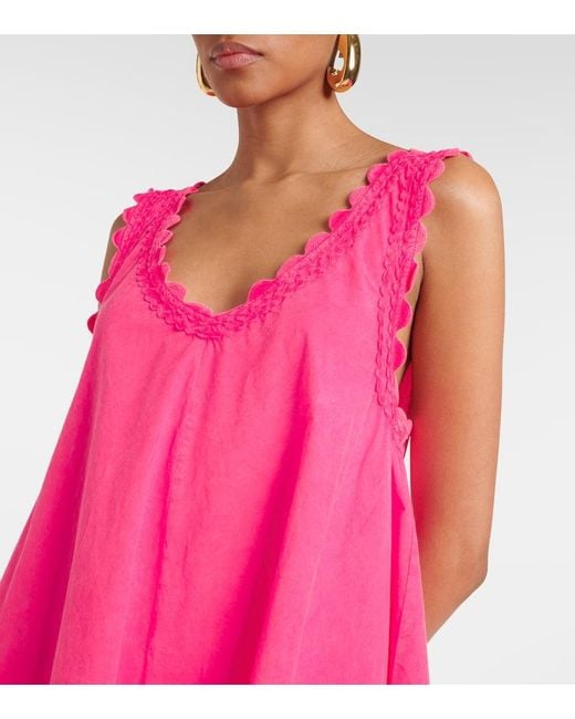 Juliet Dunn Pink Besticktes Minikleid Aus Baumwollpopeline
