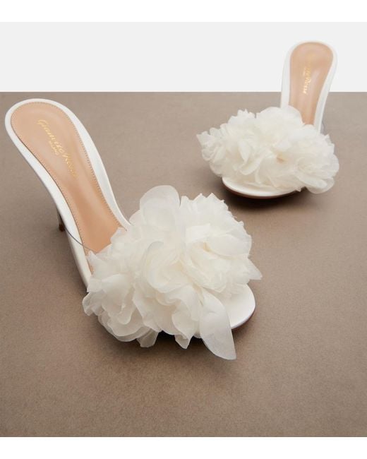 Gianvito Rossi White Floral-Applique Pvc Mules