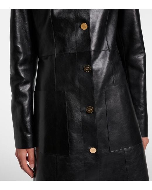 Gucci Black Interlocking G Leather Coat