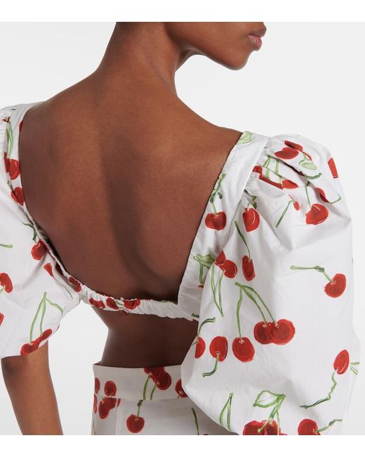 Adriana Degreas Red Printed Cotton Bandeau Top