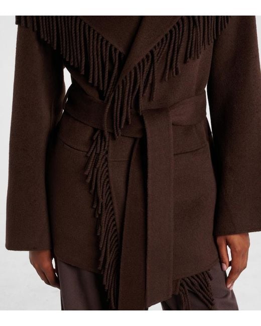 Jonathan Simkhai Brown Rowen Fringed Wool-Blend Jacket