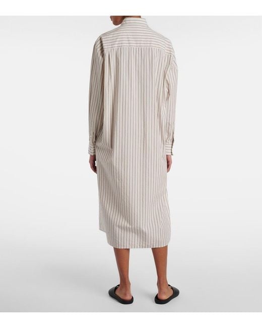 The Row Gray Chihiro Striped Cotton Shirt Dress