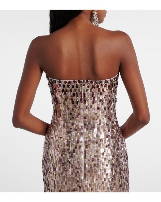 Jenny Packham White Lucille Sequined Strapless Gown