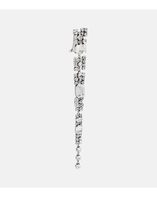 Saint Laurent White Crystal-Embellished Clip-On Earrings