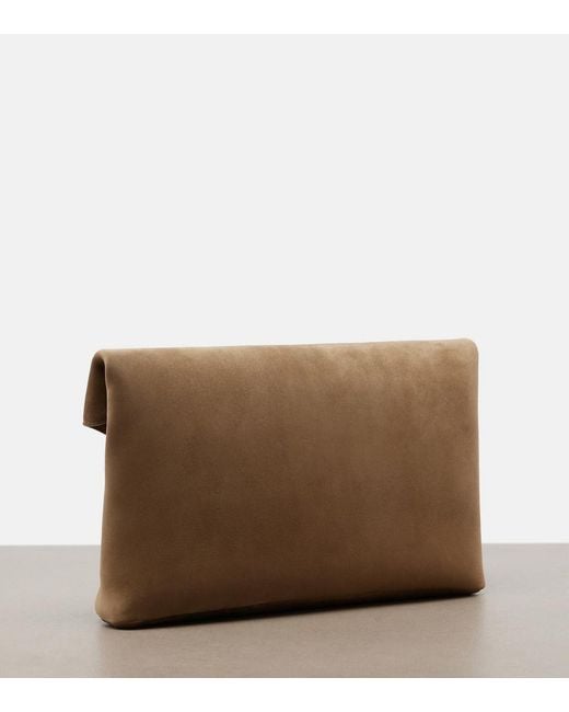 Saint Laurent Natural Cassandre Suede Pouch