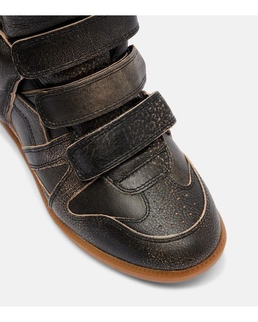Isabel Marant Black Bekett Leather High-Top Sneakers