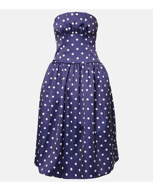 blue polka dot strapless dress It Was All A Dream Light Blue Polka Dot Strapless Midi Dress, Large - The Mint Julep Boutique