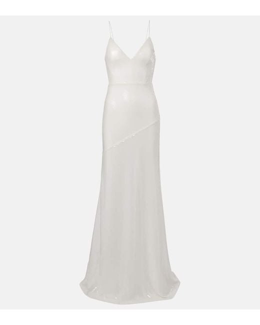 Alex Perry White Bridal Sequined Gown