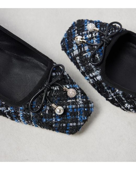 Jimmy Choo Blue Elme 45 Bow-Detail Tweed Pumps
