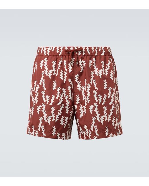 Zegna Red Printed Swim Trunks for men