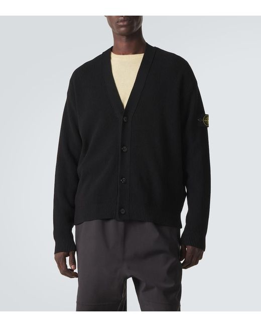 Stone Island Black Compass Cotton Cardigan for men