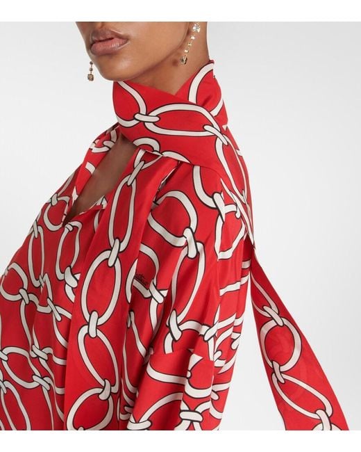 Valentino Red Chain 1967 Silk Blouse