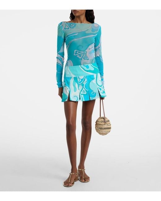 Emilio Pucci Blue Orchidee Sheer Top