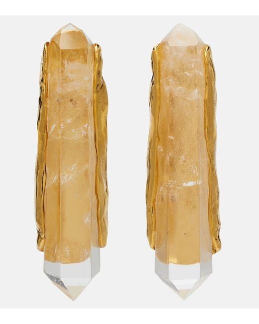 Saint Laurent Metallic Obelisk Embellished Clip-On Earrings