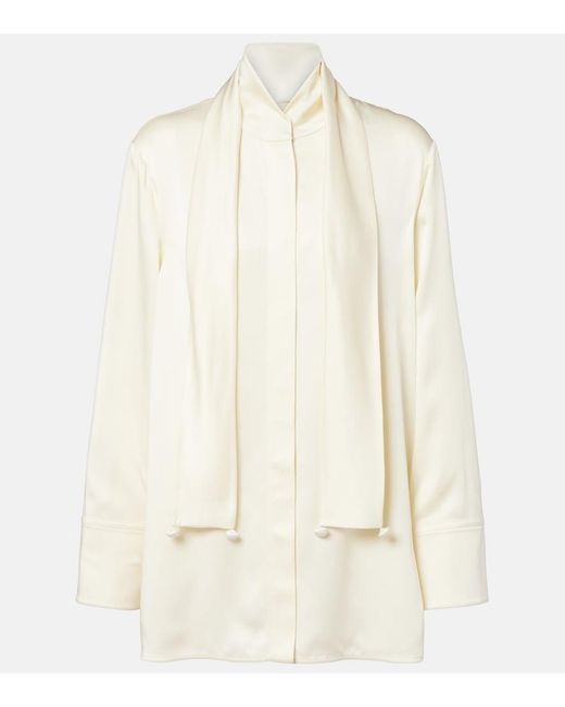 Jil Sander Natural Scarf-Detail Satin Shirt