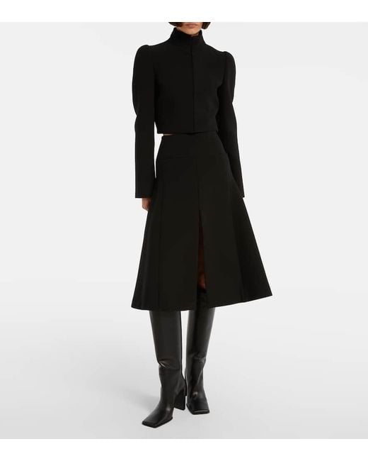 Alaïa Black Pleated Midi Skirt