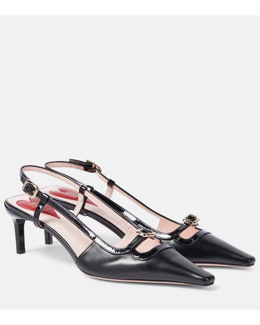 Roger Vivier Black Viv' Canard 55 Leather Slingback Pumps